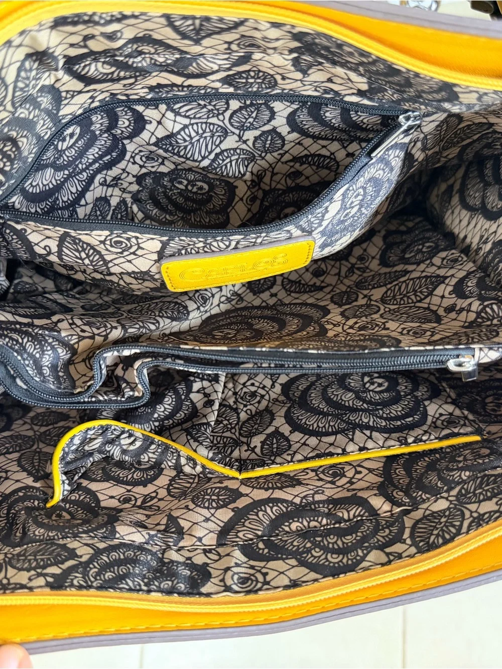 Carlos Santana Yellow Studded Shoulder Bag with Tassel